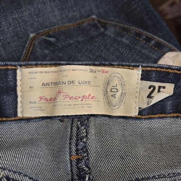 FREE PEOPLE x Artisan Deluxe  Lace Applique Skinny Denim Jeans Size 25 - Picture 7 of 8